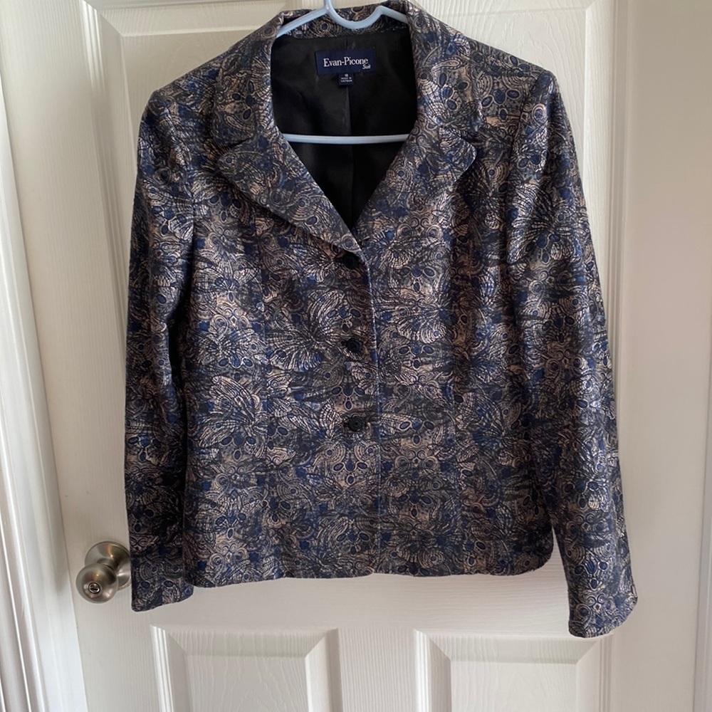 Women’s Evan-Picone Suit Jacket Jacquard Design size 10 3 Buttons